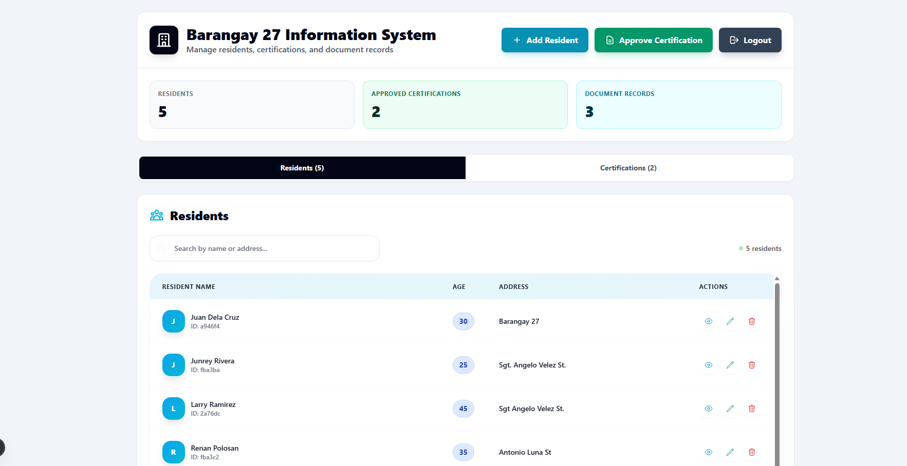 Barangay 27 System preview